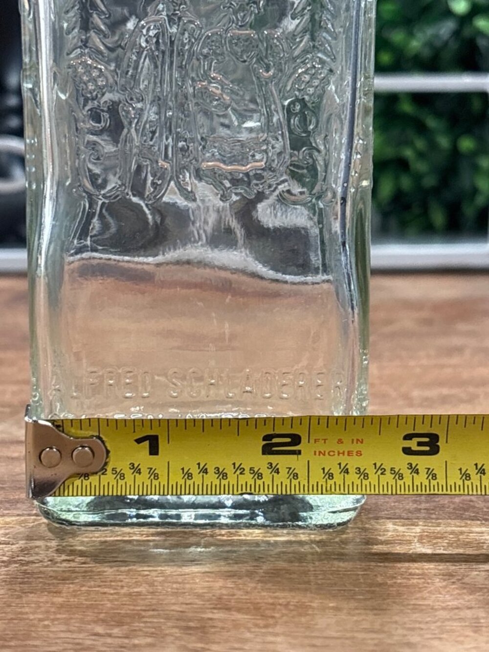 Vintage Schladerer Clear Glass Liquor Bottle With Red Cap Embossed Design - Picture 7 of 7